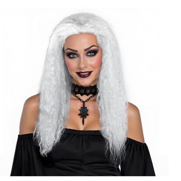 Witch White Wig Long Curly main image 4